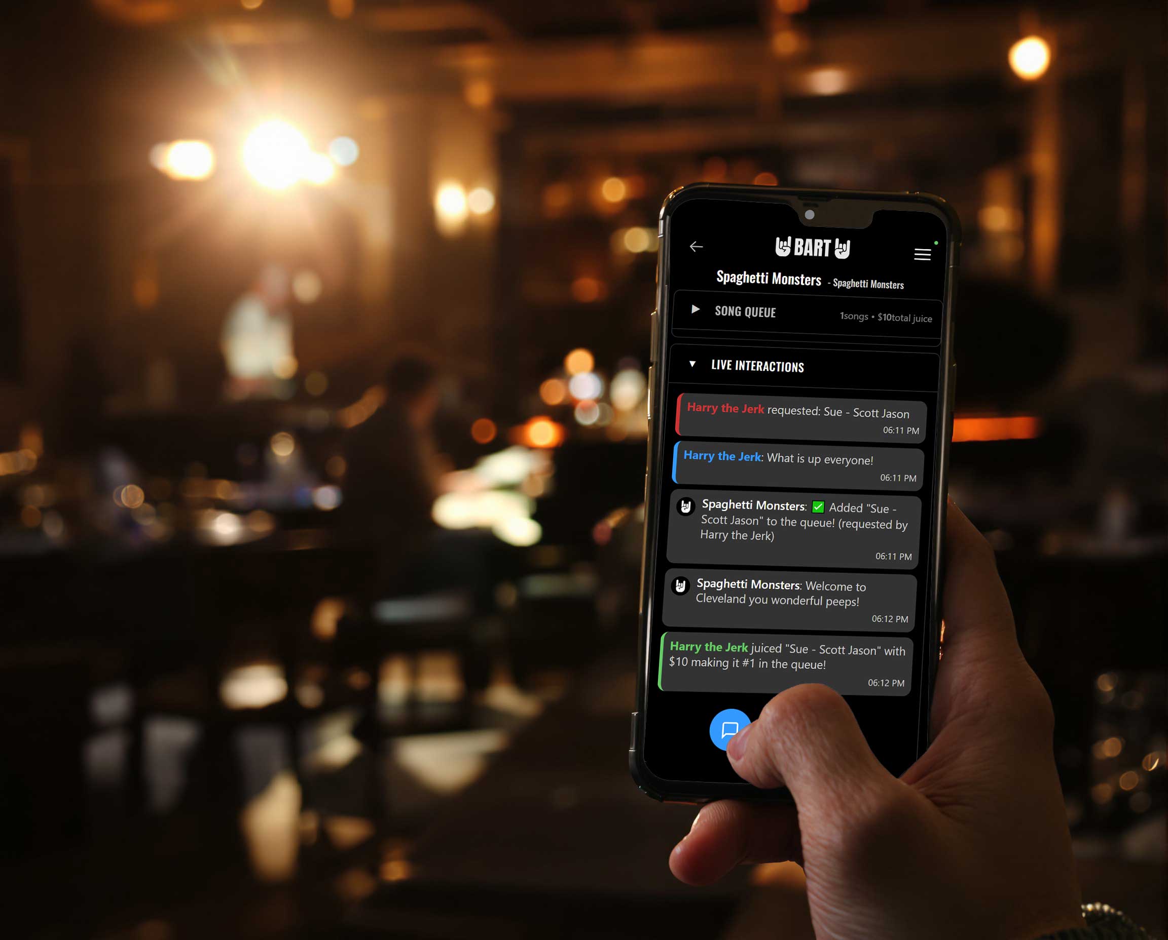 Fans at concert using BART for real-time interaction